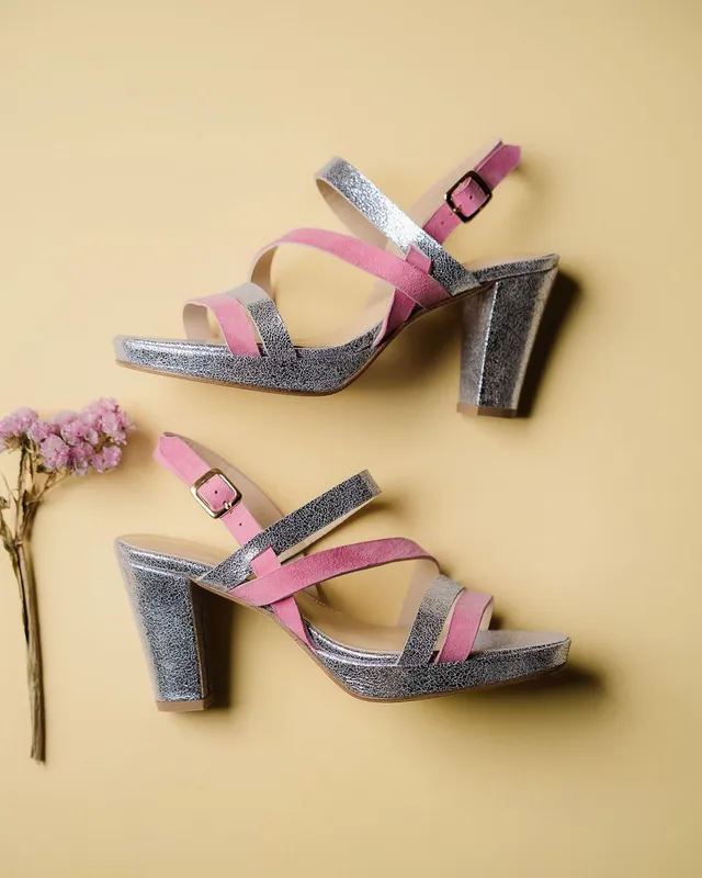 Dessine Moi Un Soulier Emma sandale plateforme rose bonbon argent