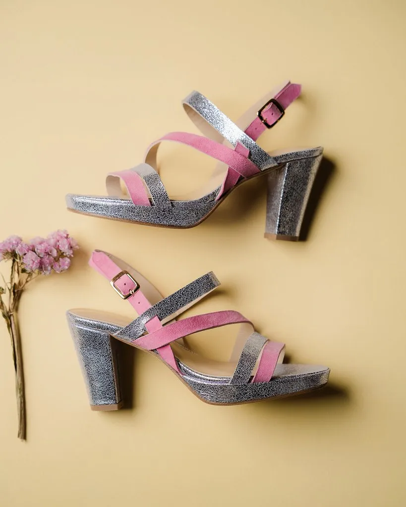 Dessine Moi Un Soulier Emma sandale plateforme rose bonbon argent