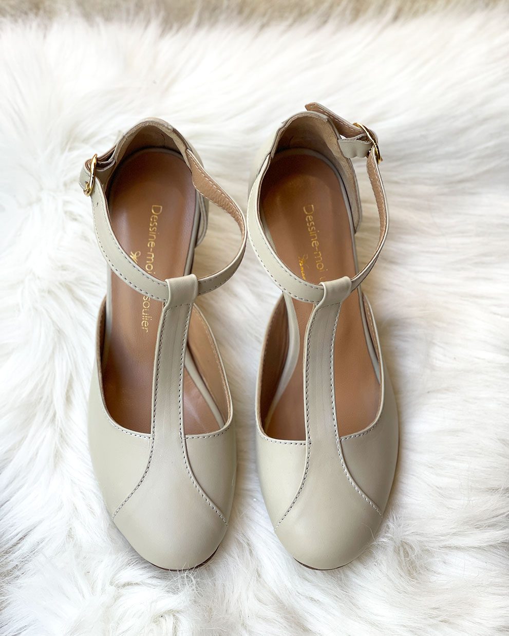 Dessine Moi Un Soulier salome cuir lisse blanc casse 36