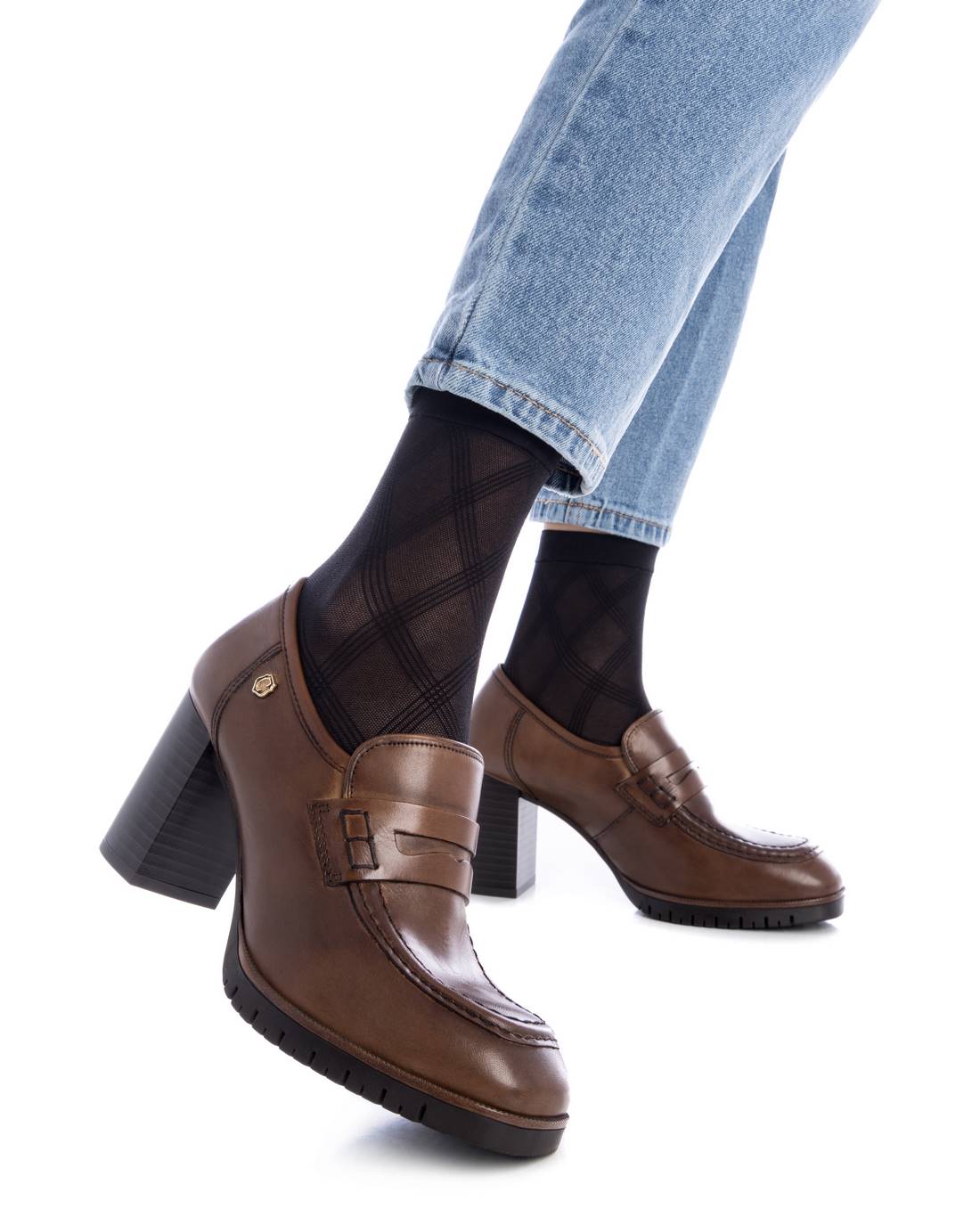 Carmela 16180402 mocassin cuir marron talon 8 cm