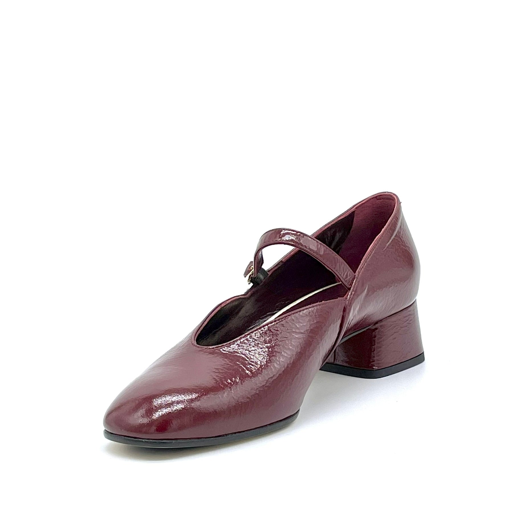 ELATA 55528 Mary Jane vernie bordeaux cuir véritable
