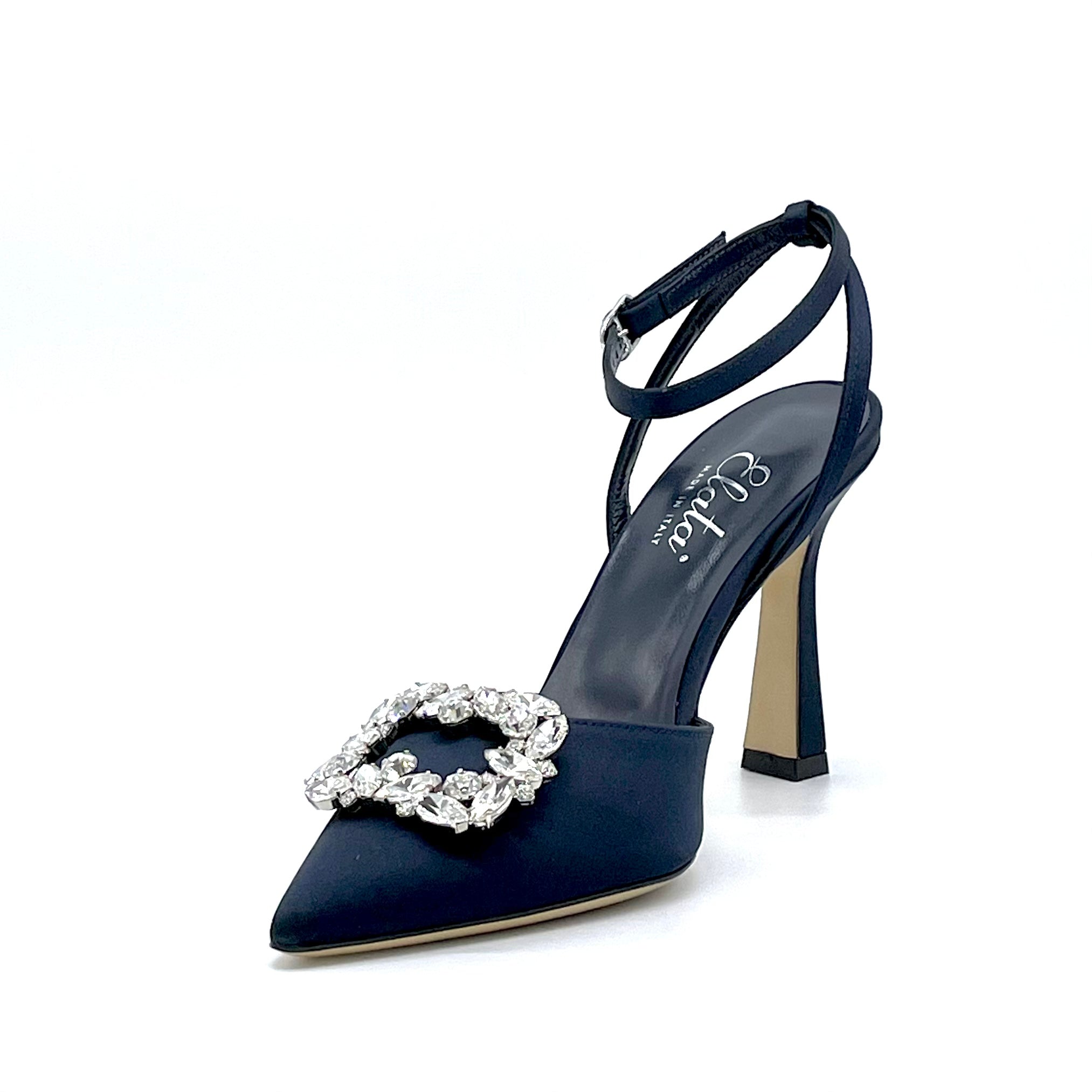 Elata 13144 slingback soie bleue bijou talon 9,5 cm
