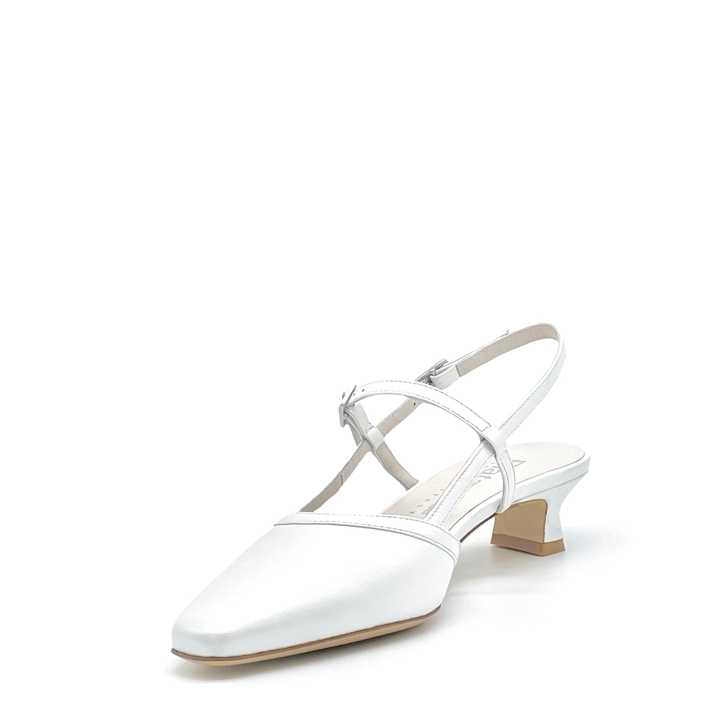 Elata S2636 slingback cuir blanc perlé talon 3,5 cm