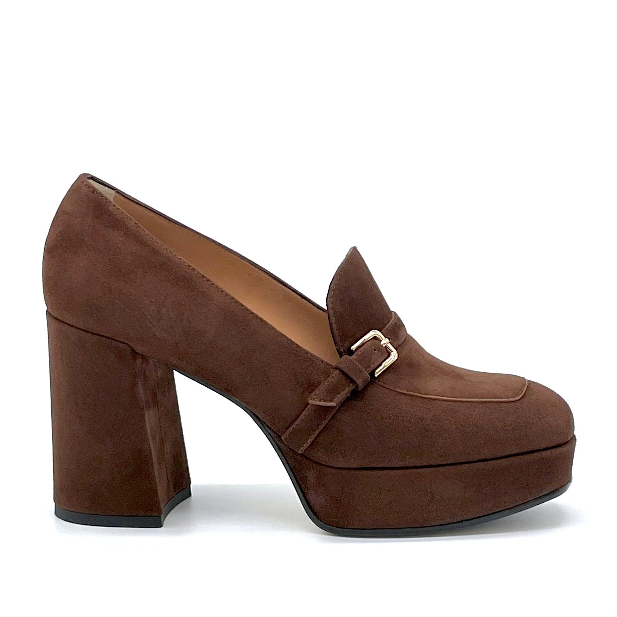 ELATA 51509 mocassins daim marron plateau 9 cm
