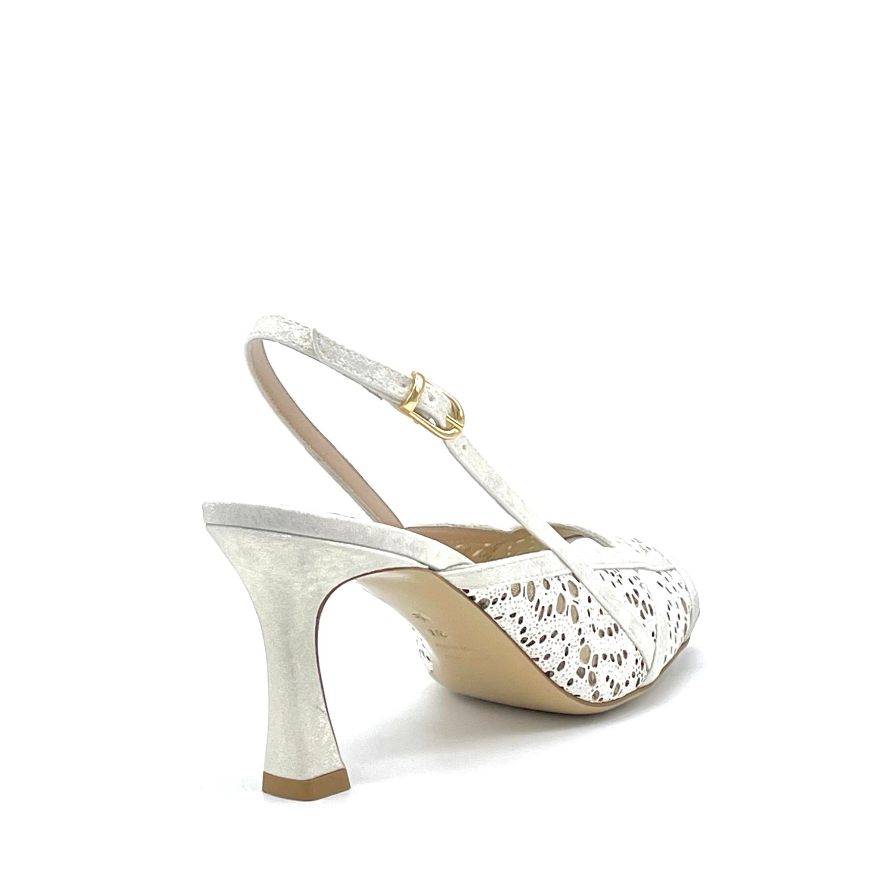 Elata 16113 sandales cuir blanc doré talon 7,5 cm