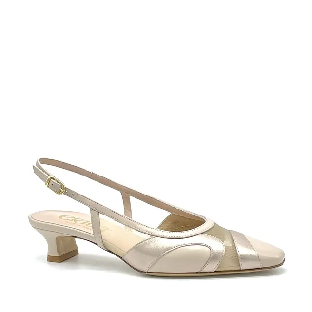 Elata 16163 slingback sable champagne maille talon 3,5 cm