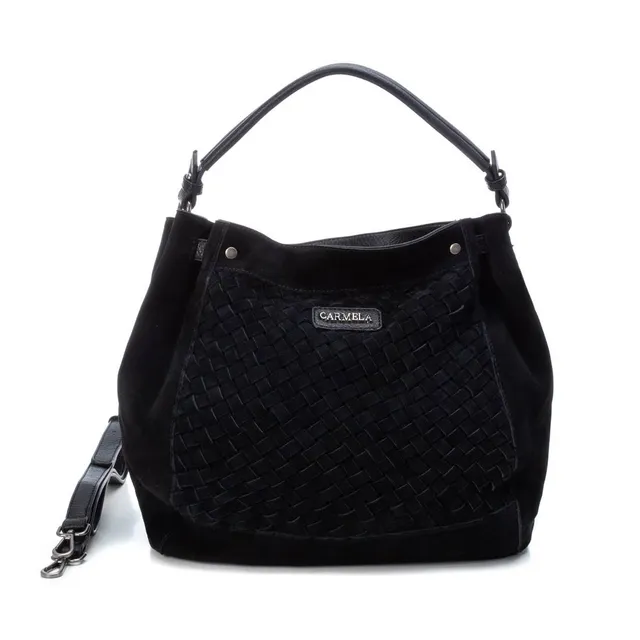 Carmela 18600201 sac cuir noir tressé bandoulière