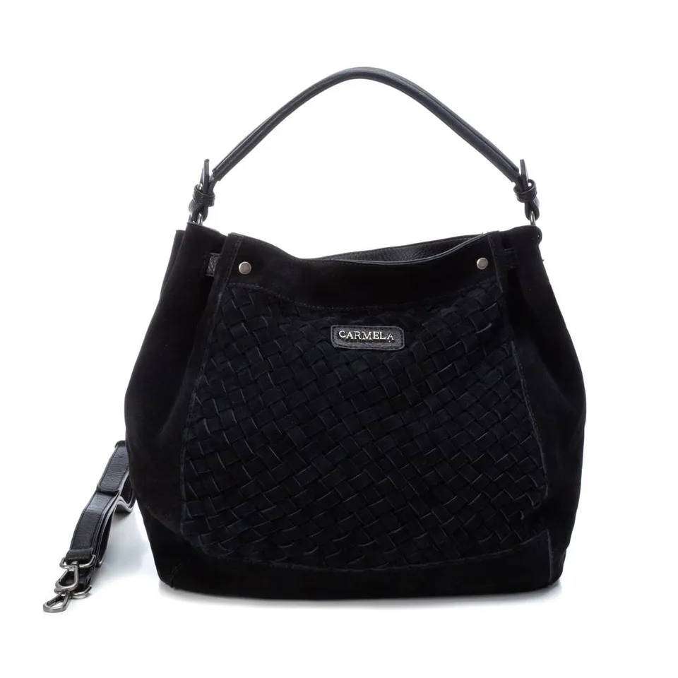 Carmela 18600201 sac cuir noir tressé bandoulière