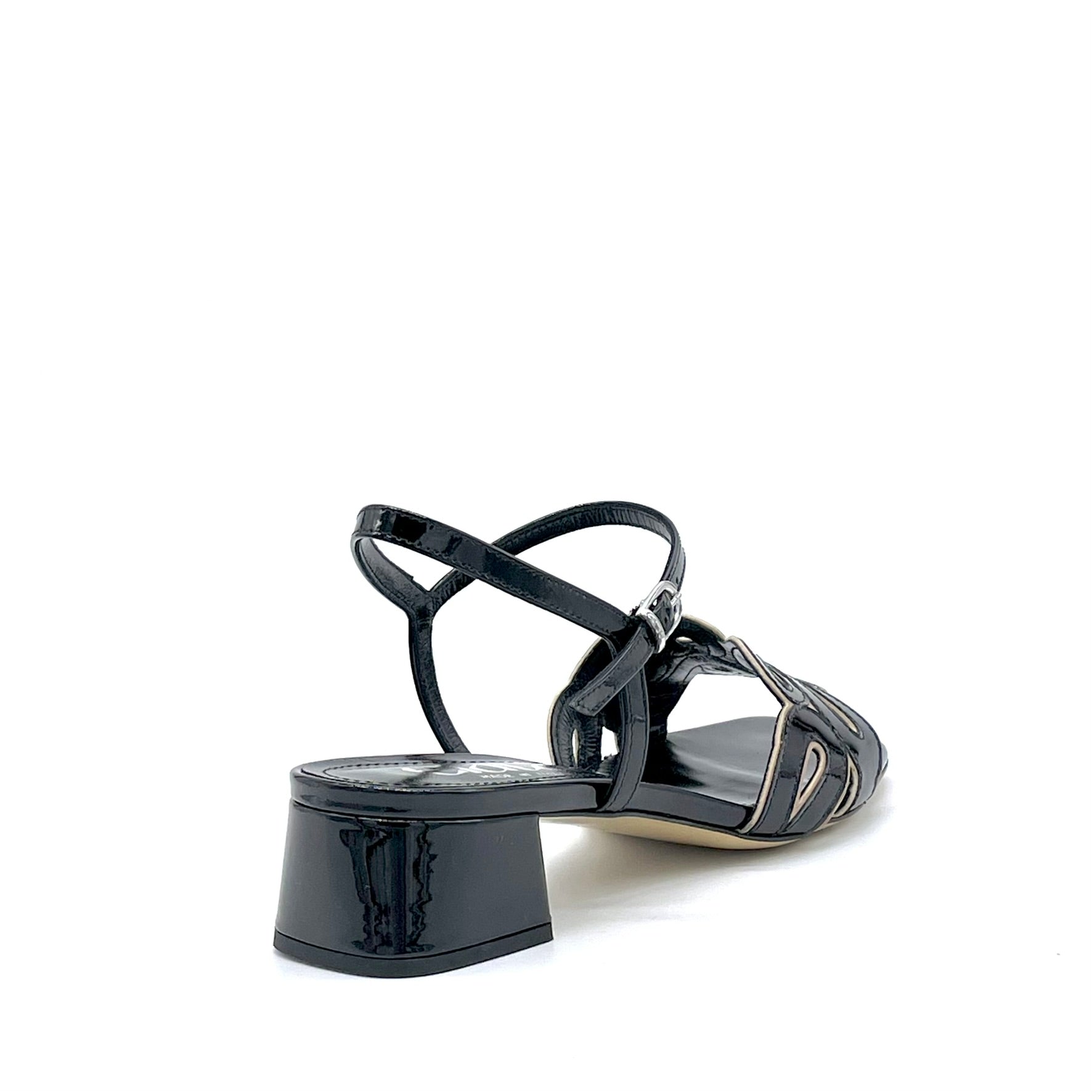 Elata 16129 sandales vernis noir cannelle talon 3,5 cm