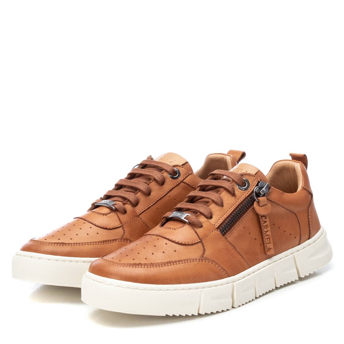 Carmela 16071702 sneaker femme cuir marron zip lacet