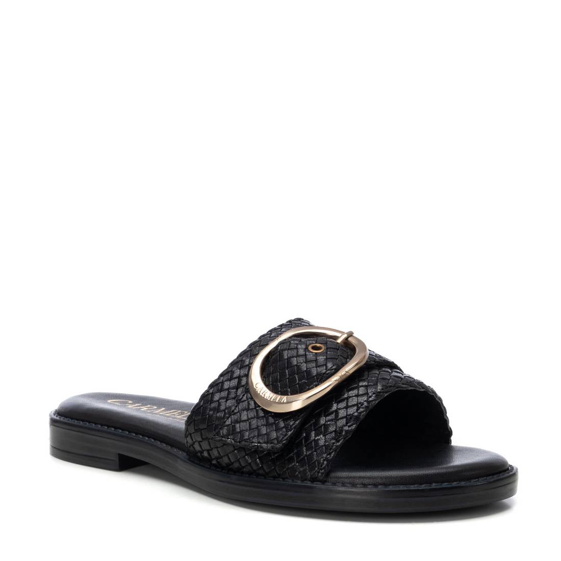 Carmela 16219803 mule cuir noir détail métal
