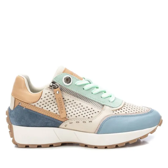 Carmela 16069803 sneaker bleue cuir zip perforée