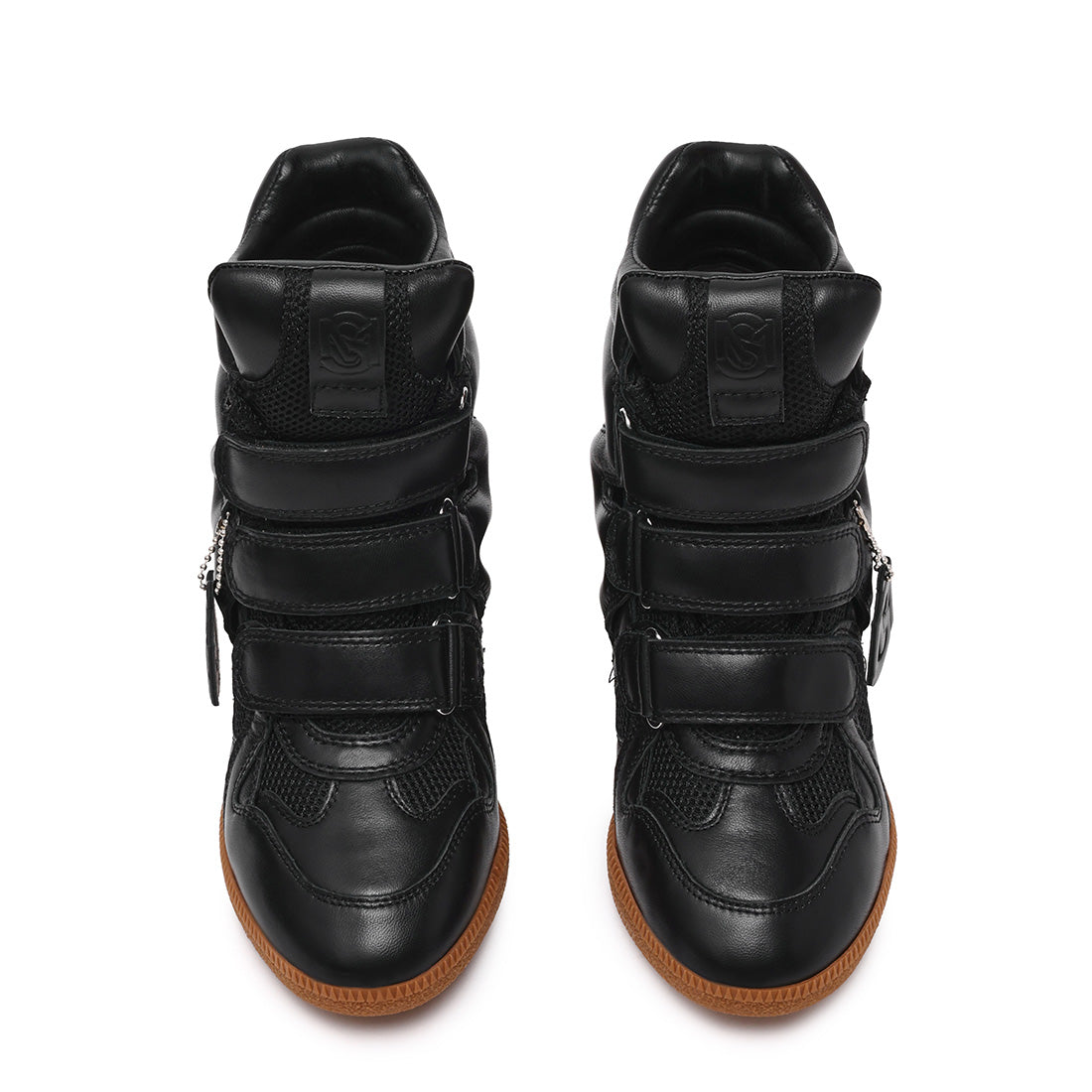 Steve Madden Mavis-LEA baskets cuir noir compensé 2,5 cm