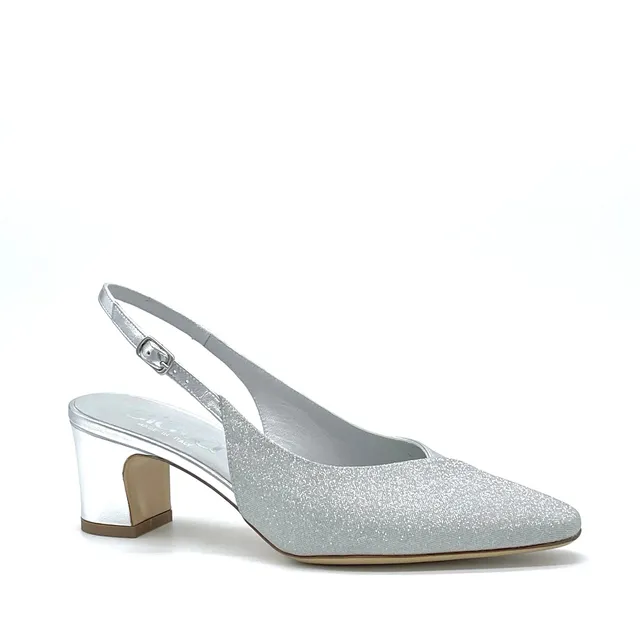 ELATA 15119 slingback laminé argent glitter talon 5,5 cm