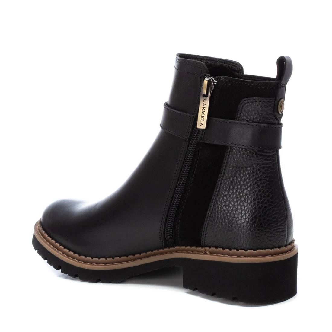 Carmela 16097601 bottine cuir noir à zip plat