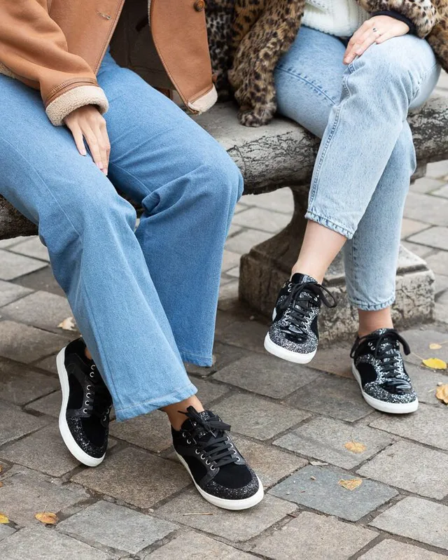 Dessine Moi Un Soulier Oscar basket velours glitter poil noir