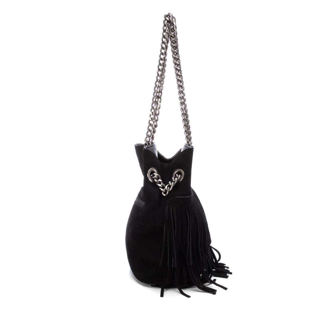 Carmela 18605205 sac épaule cuir noir à franges