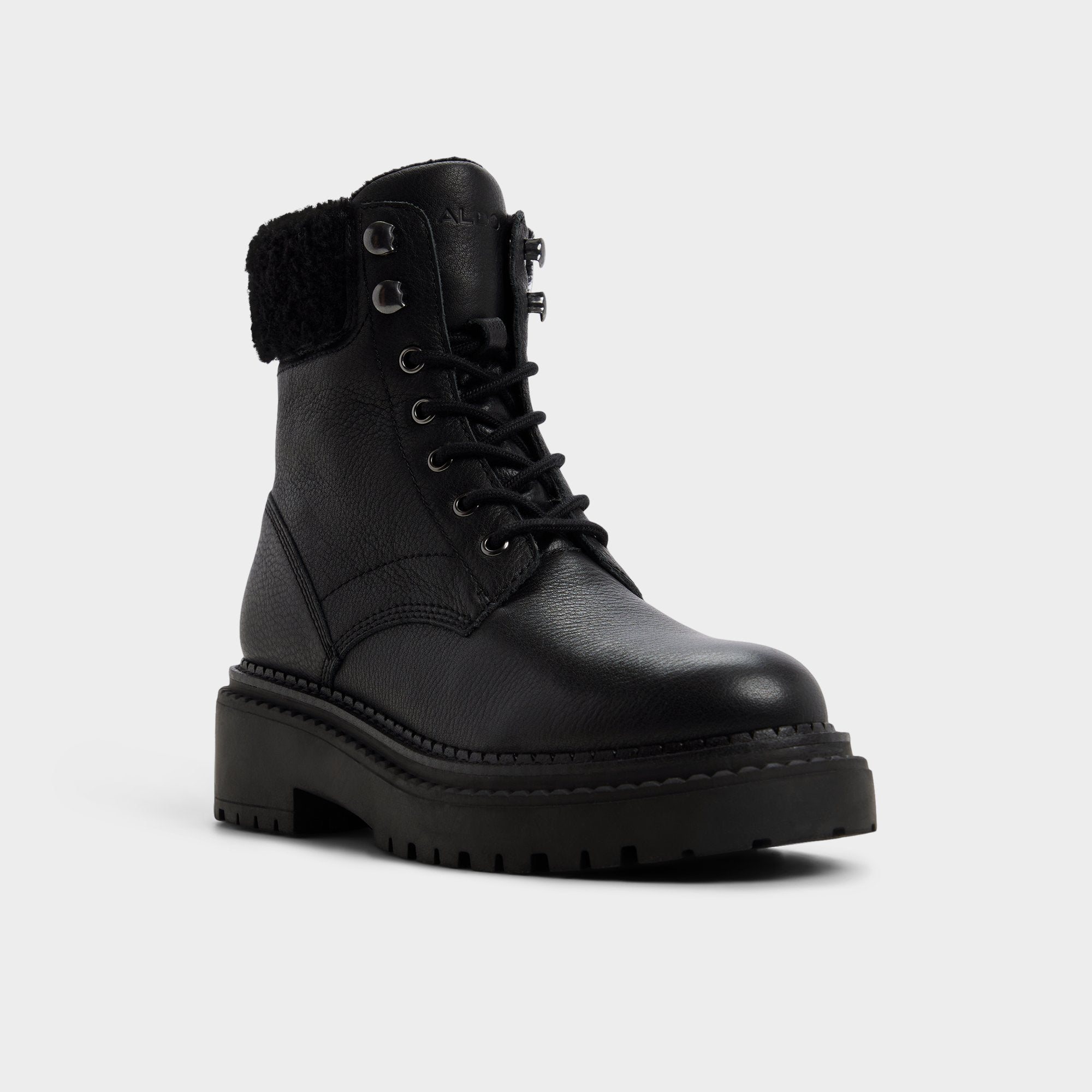 ALDO Lewellen bottines combat cuir fourrure crantée