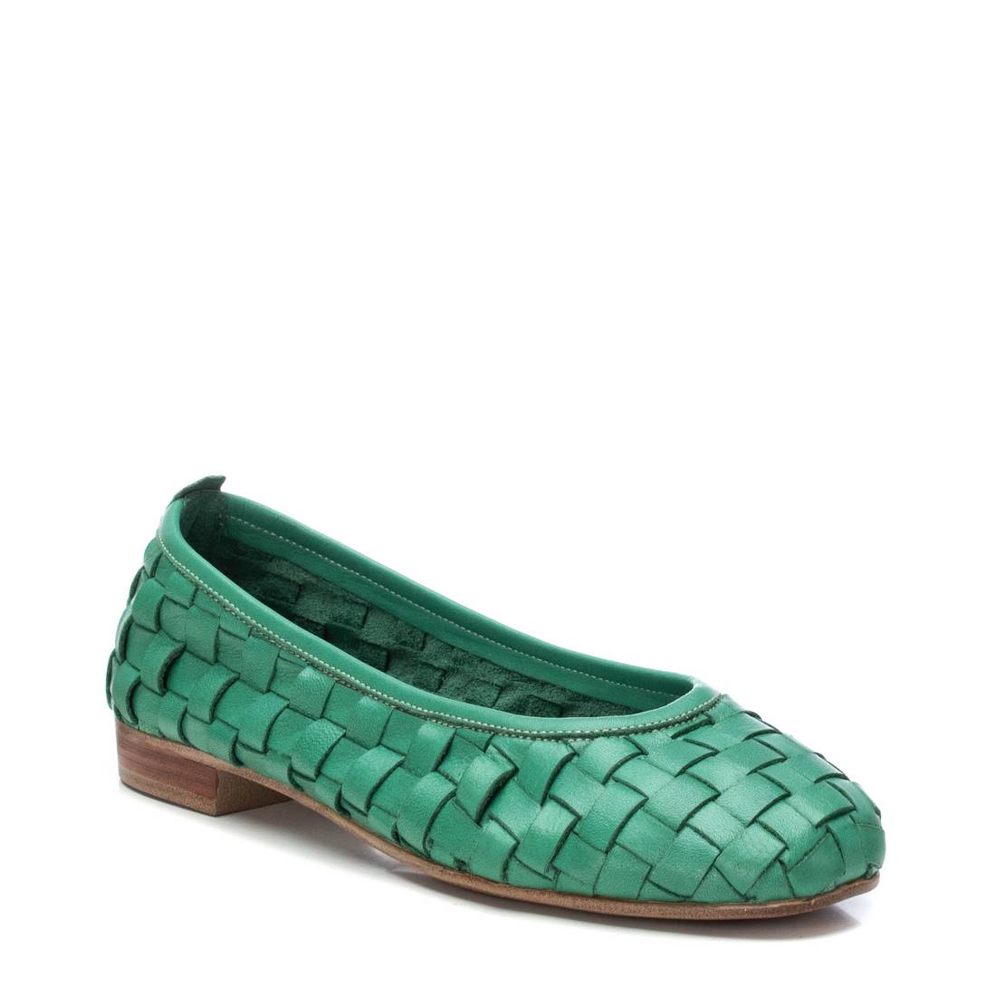Carmela 16166207 ballerines cuir vert tressé plat