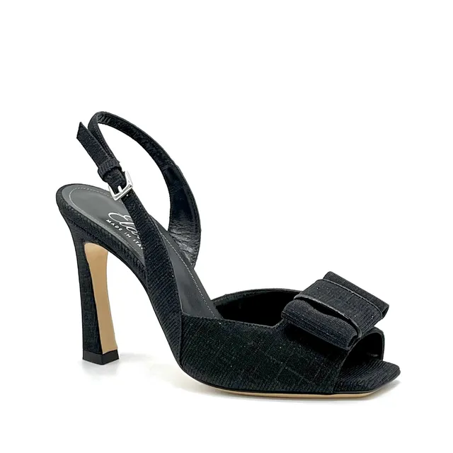 Elata 12104 sandales tissu noir nœud talon 9,5 cm