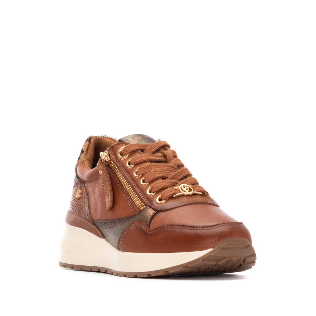 Carmela 16244202 basket camel cuir zip et lacets