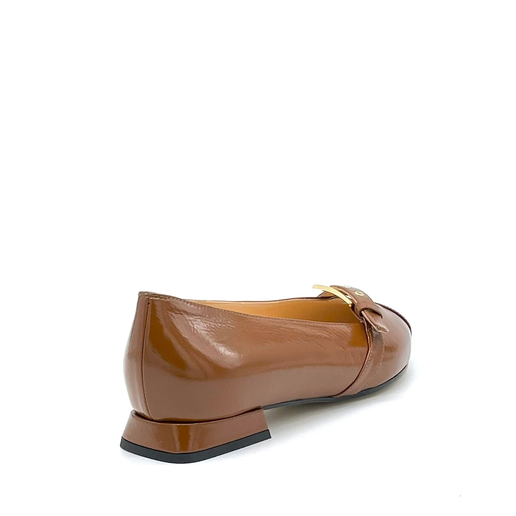 ELATA 55512 ballerines vernis caramel boucle doree