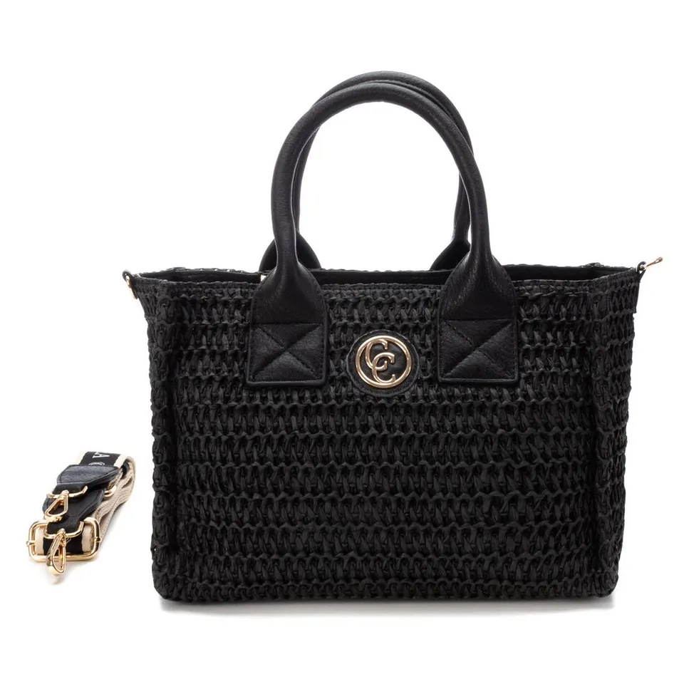 Carmela 18613302 sac rafia noir bandoulière