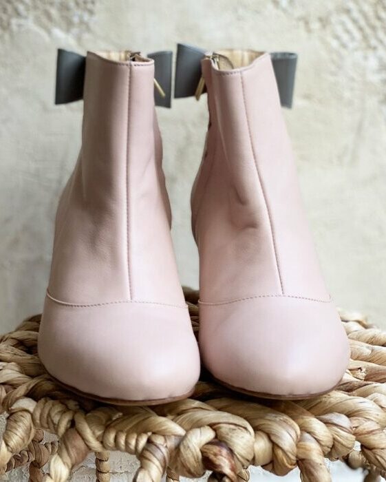 Dessine Moi Un Soulier bottine cuir beige rosé vernis gris 36,5 talon