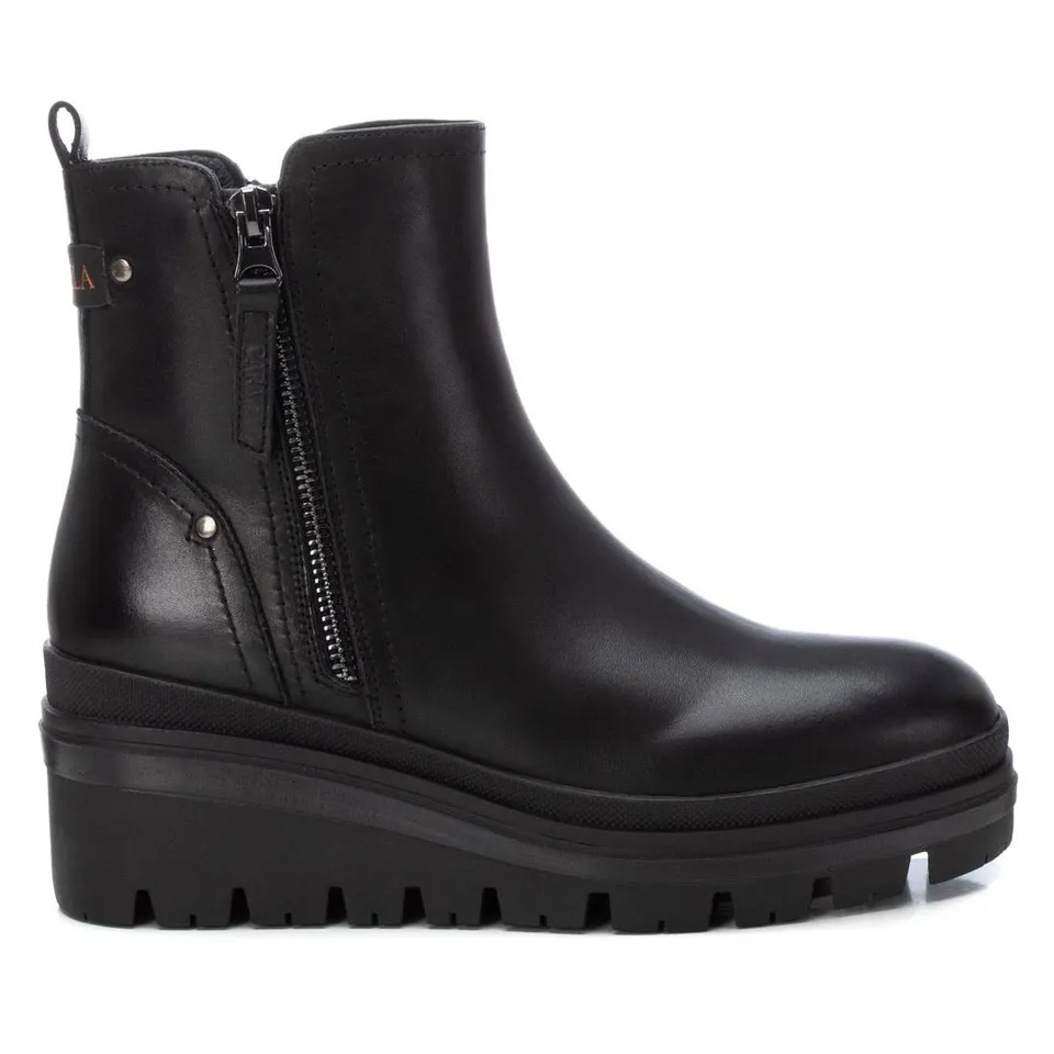 Carmela 16200901 bottines noir cuir compensées 5 cm