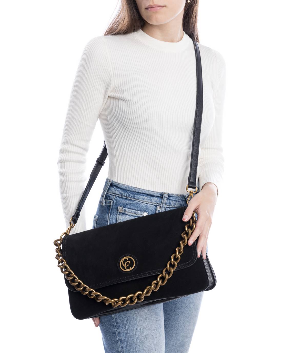 Carmela 18612402 sac bandoulière suède noir 33 cm