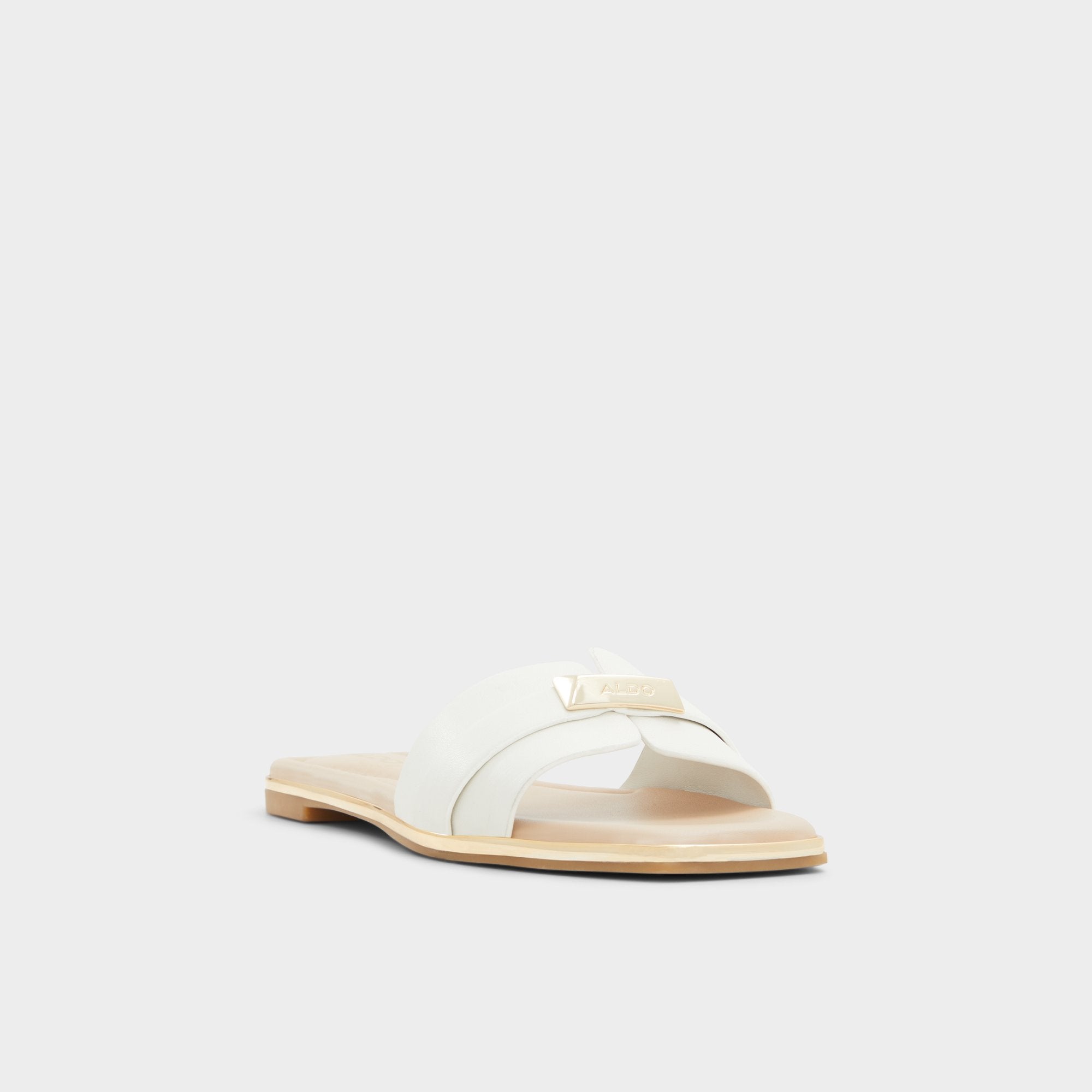 ALDO Darine sandales plates blanches détail doré