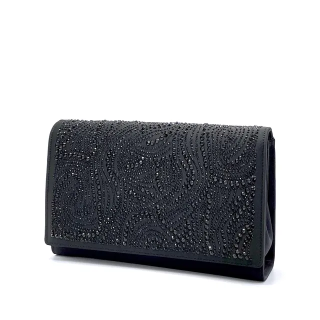 ELATA E811 sac soie noire strass 25 cm
