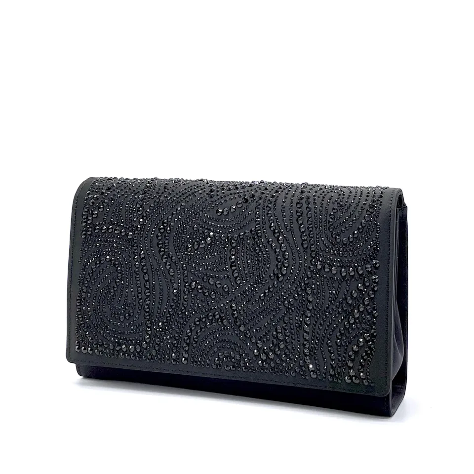 ELATA E811 sac soie noire strass 25 cm