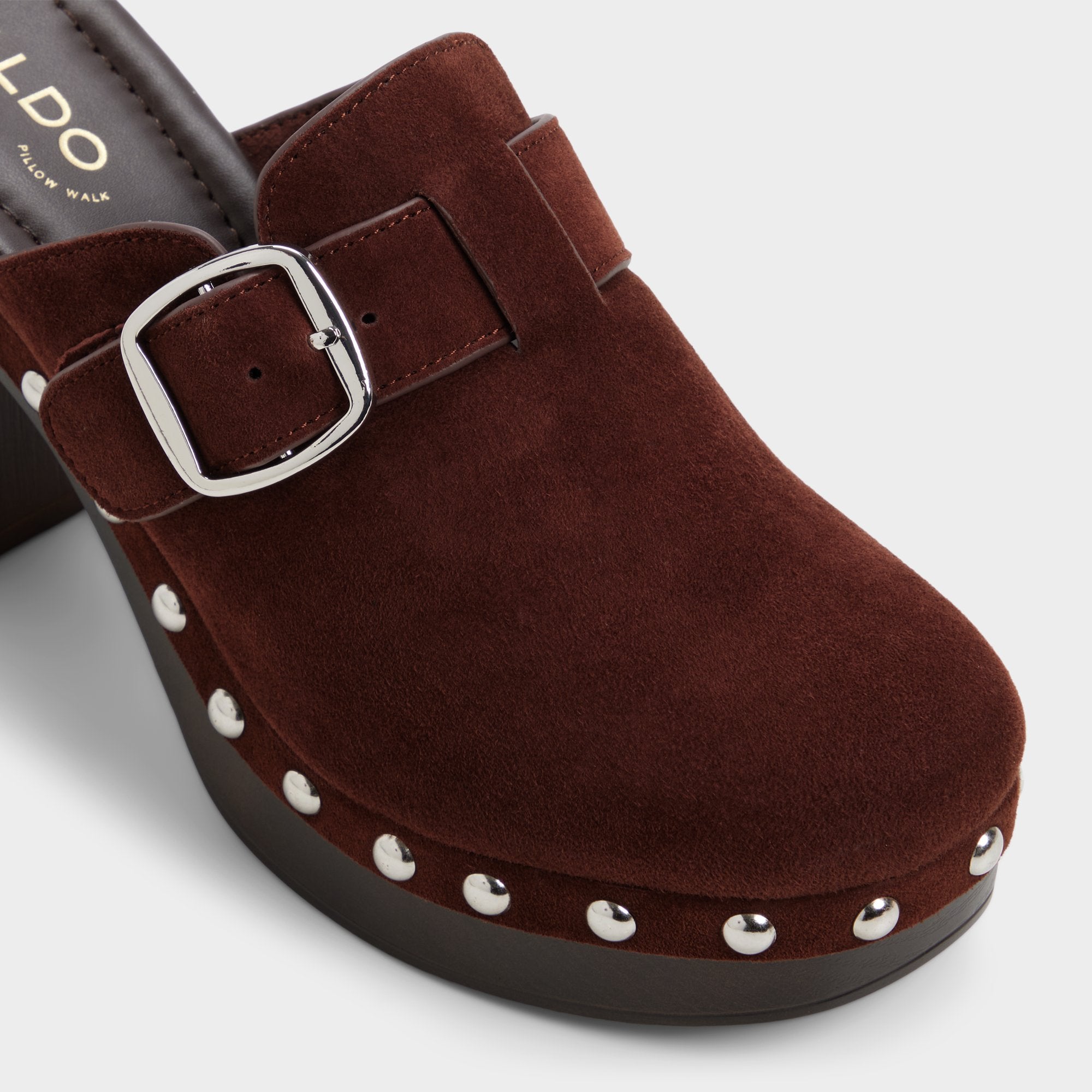 ALDO Miloria mules à talon daim marron cloutées
