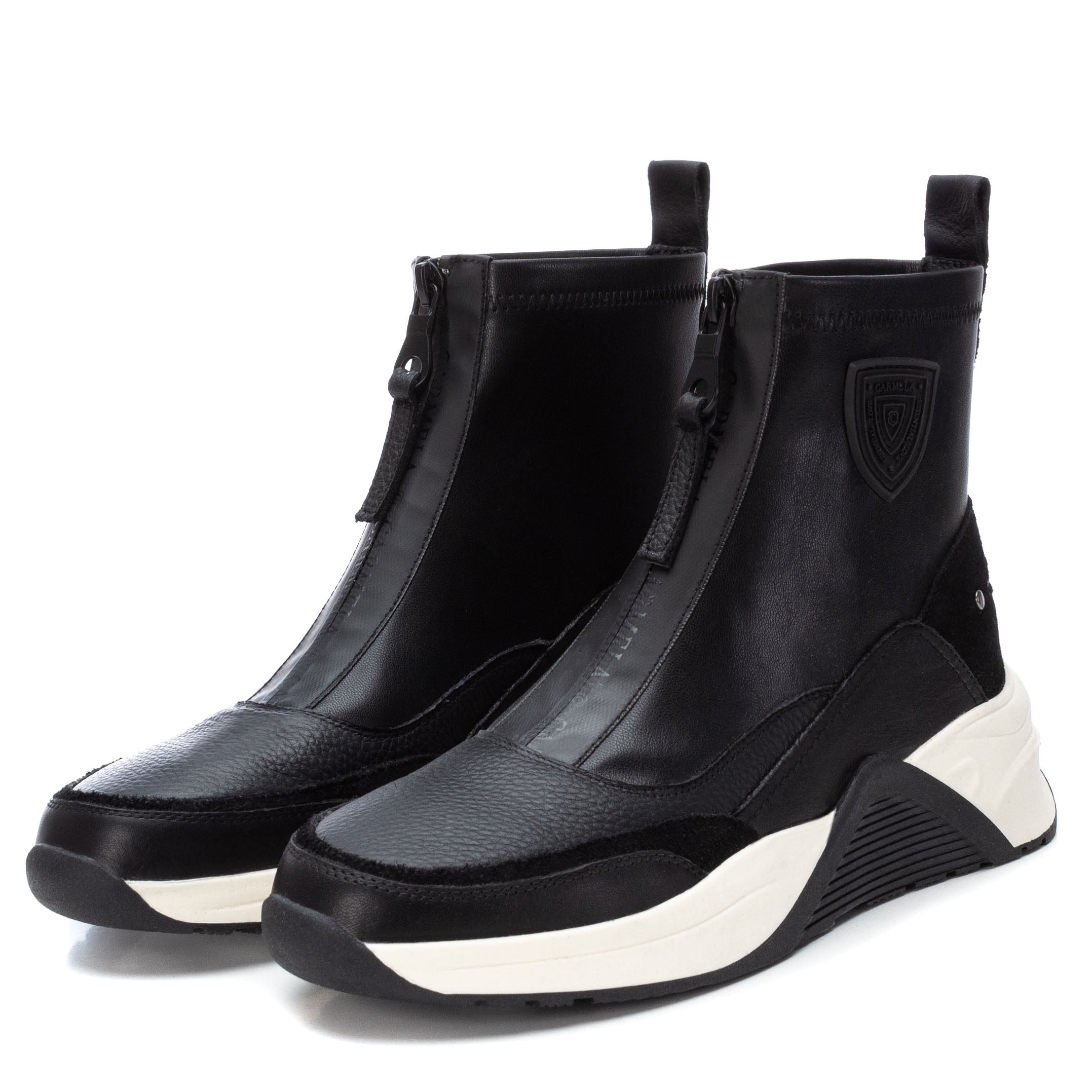 Carmela 16018001 basket montante noire cuir élastique
