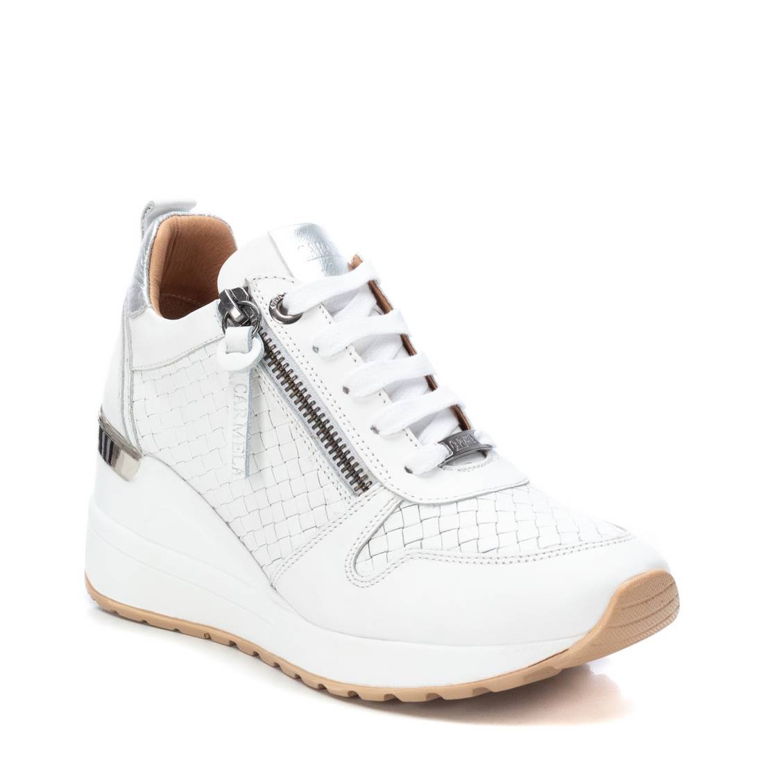 Carmela 16075601 basket compensée cuir blanc 7 cm