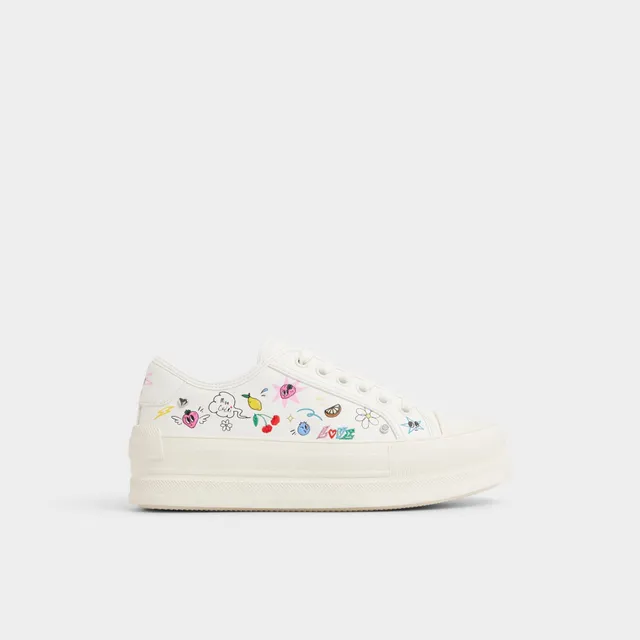 Aldo Rayes baskets basses toile blanche doodles