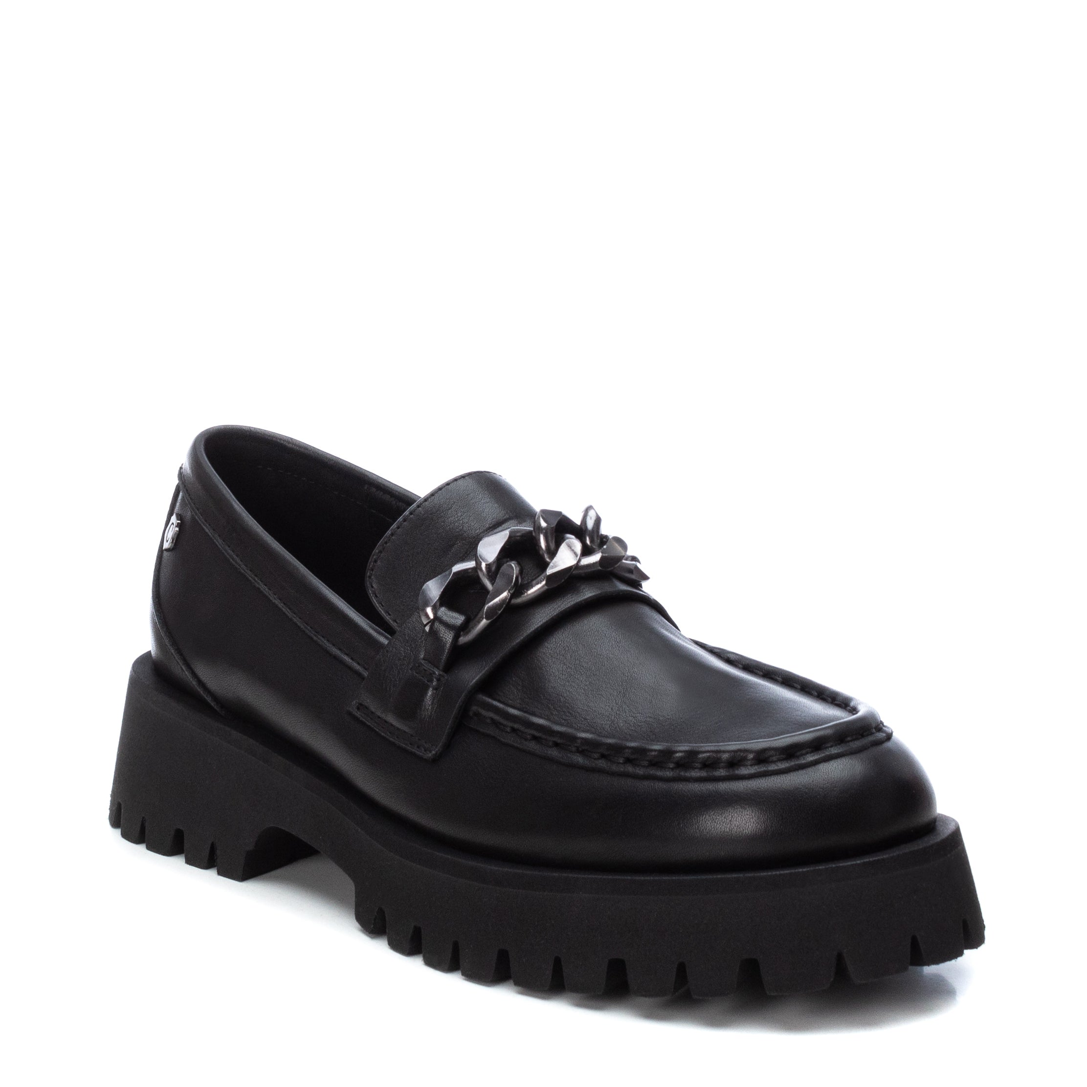 Carmela 16035801 mocassin femme cuir noir chaîne