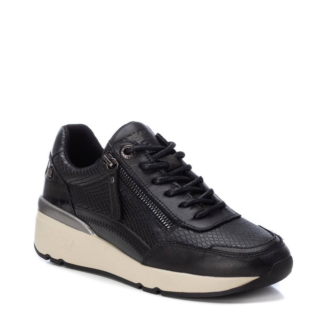 Carmela 16112803 basket femme noir cuir zip
