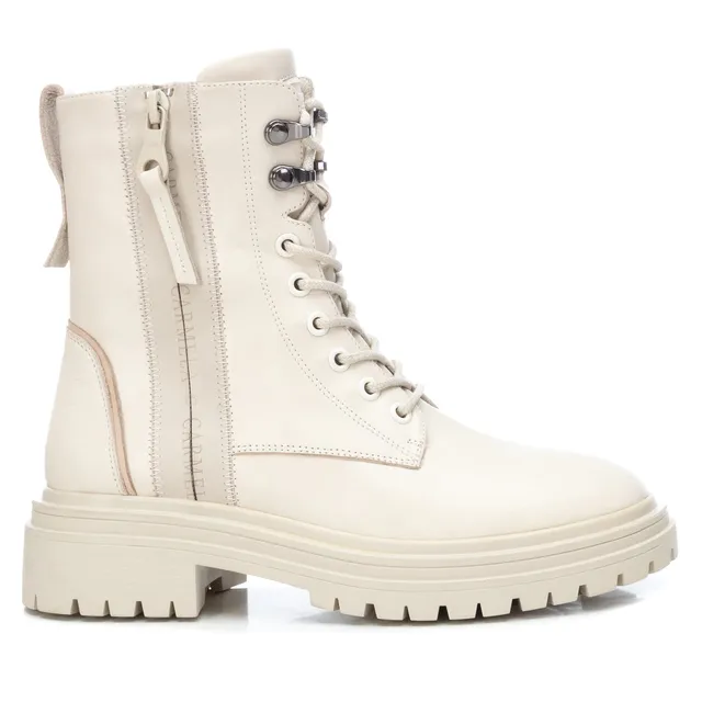 Carmela 16019602 bottine cuir blanc militaire zip