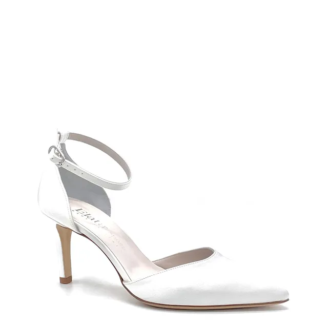 Elata S2415 escarpins mariée soie blanche talon 7,5 cm