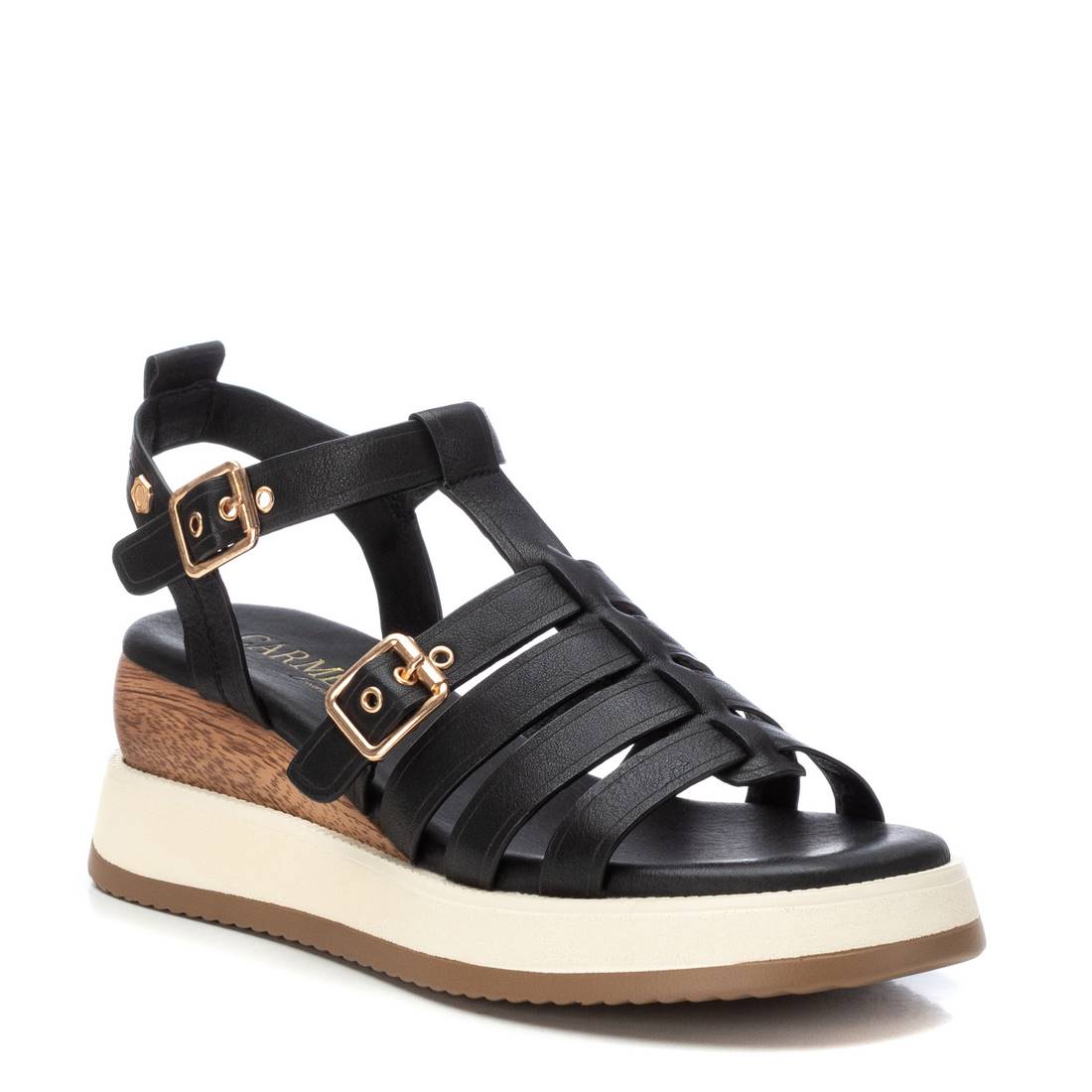 Carmela 16139005 sandale compensée noire cuir