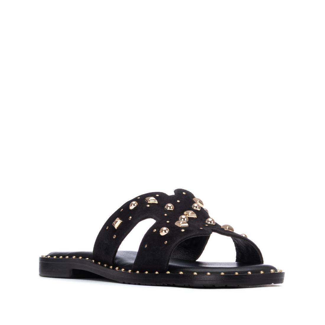 Carmela 16305701 sandales cuir noir plates