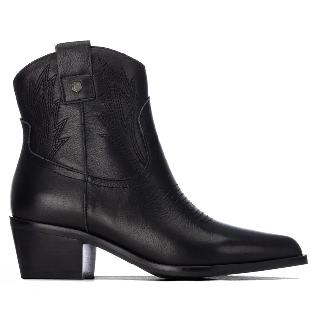 Carmela 16439101 bottines femme cuir noir talon bas