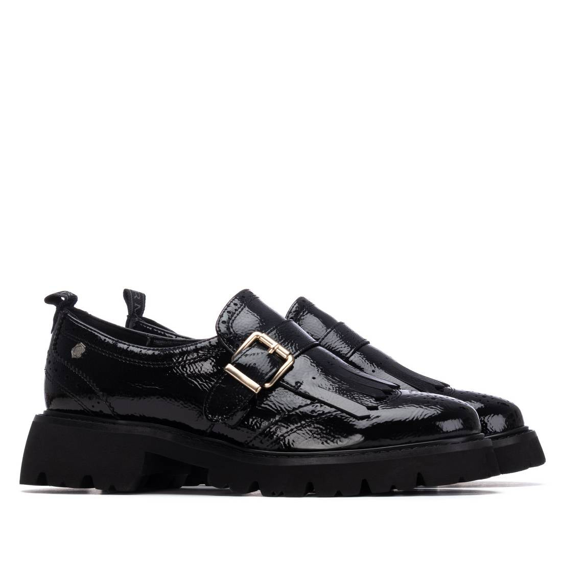 Carmela 16259405 mocassins femme noir vernis talon