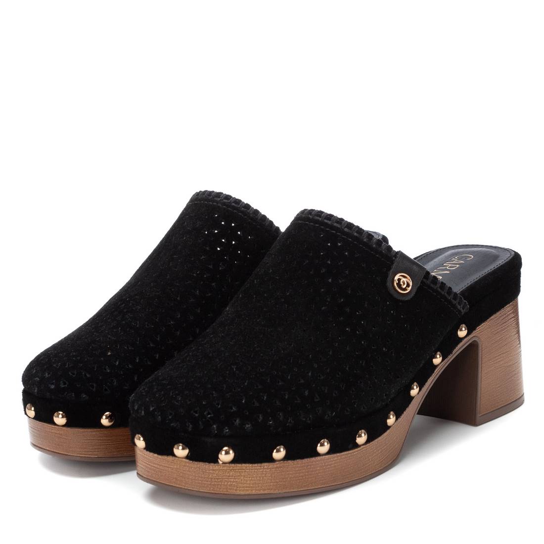 Carmela 16222004 sabot femme noir cuir talon 7 cm