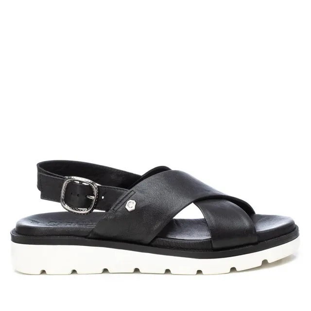 Carmela 16075807 sandales femme noir cuir plat