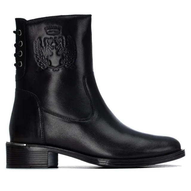Carmela 16400901 bottine femme cuir noir talon bas