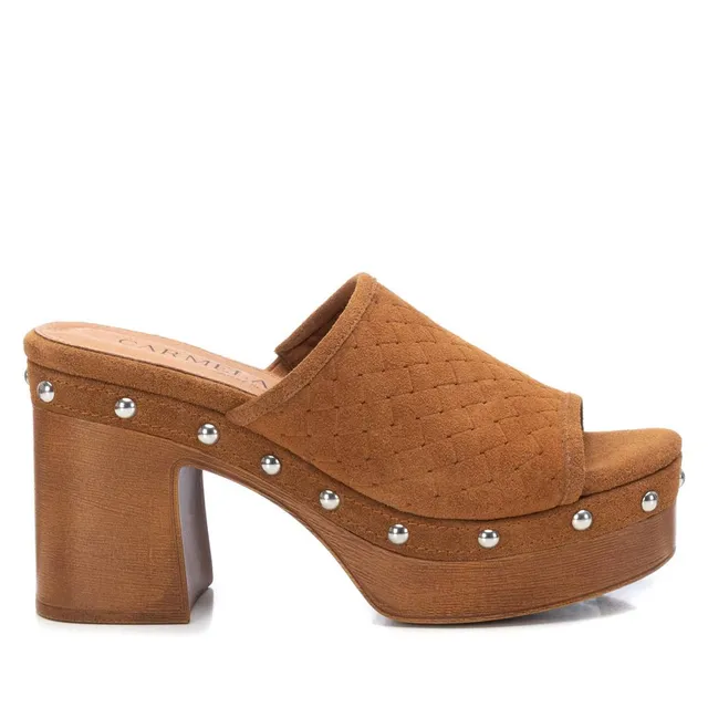 Carmela 16060503 sabot cuir marron talon bois