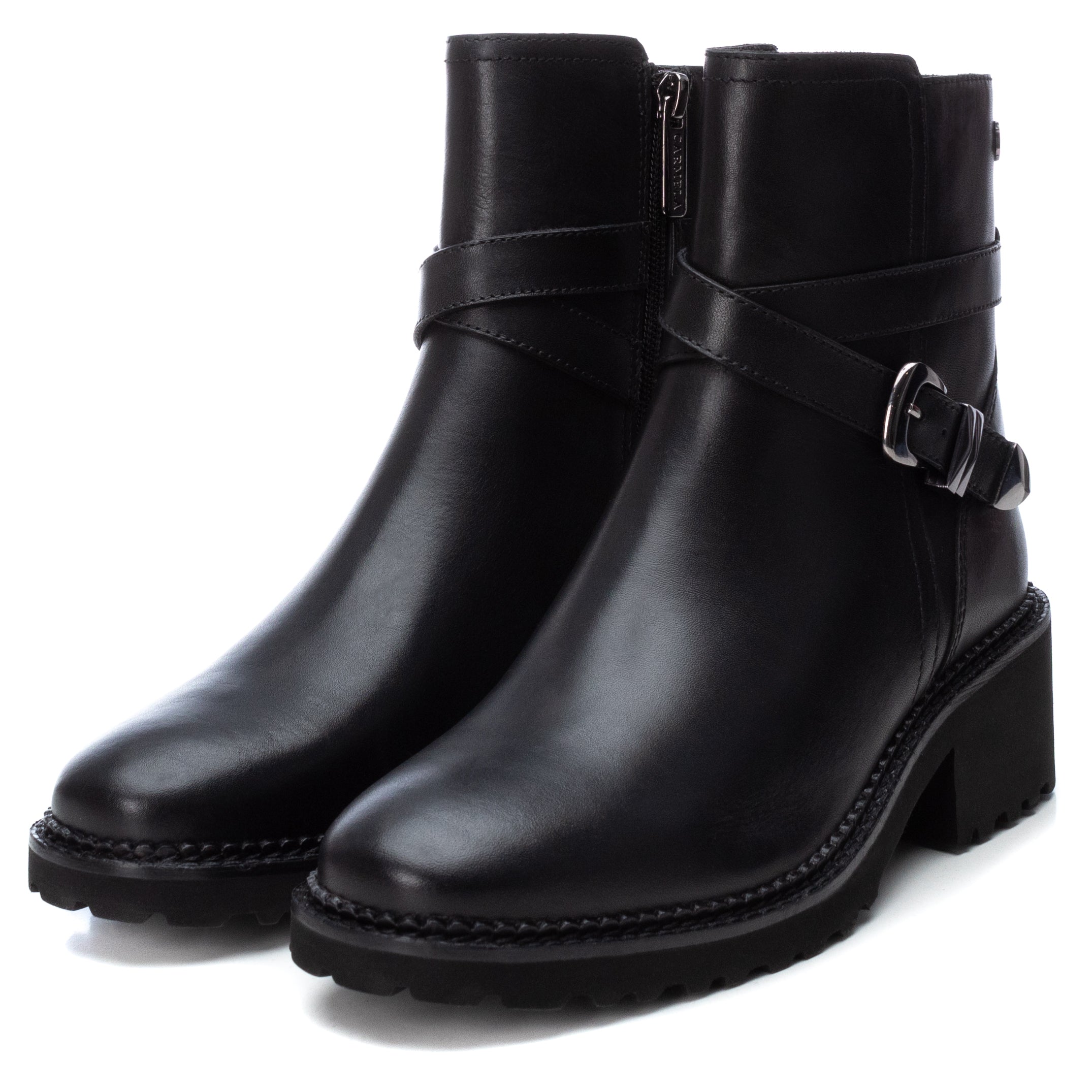 Carmela 16003701 bottines motardes noires cuir
